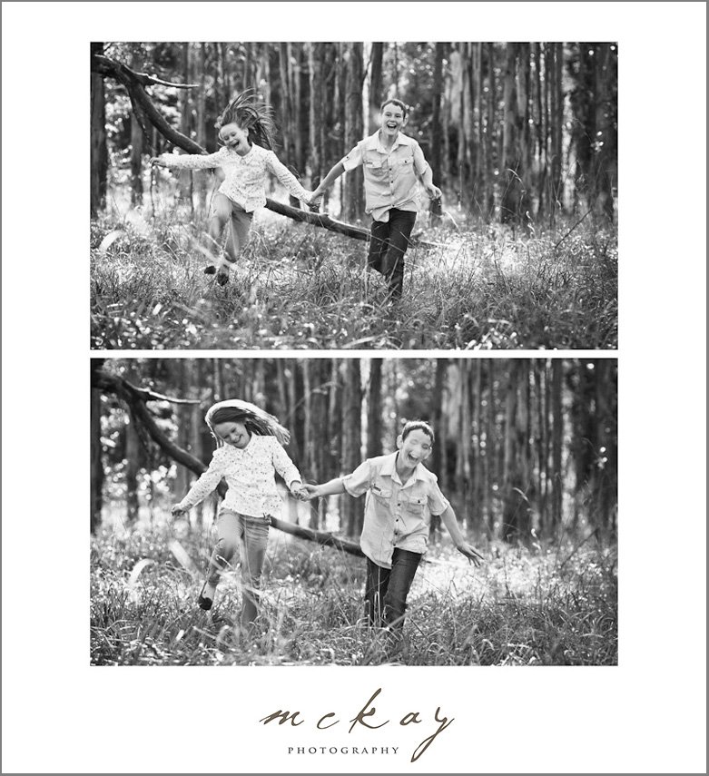 kids running crazy family photo