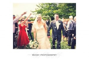 Wedding ceremony aisle exit with flowers