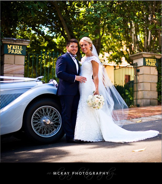 With the very cool bridal car at McKell Park Fenella James - St Marks Darling Point